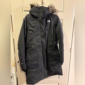 The North Face Dark Gray Ski Jacket with Fur Hood